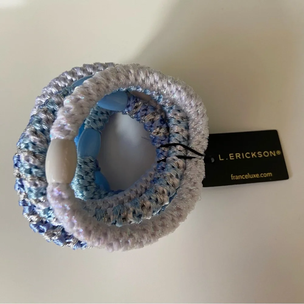 L. Erickson Grab & Go Pony - 8 Pack Ponytail Holder Hair Ties Blue